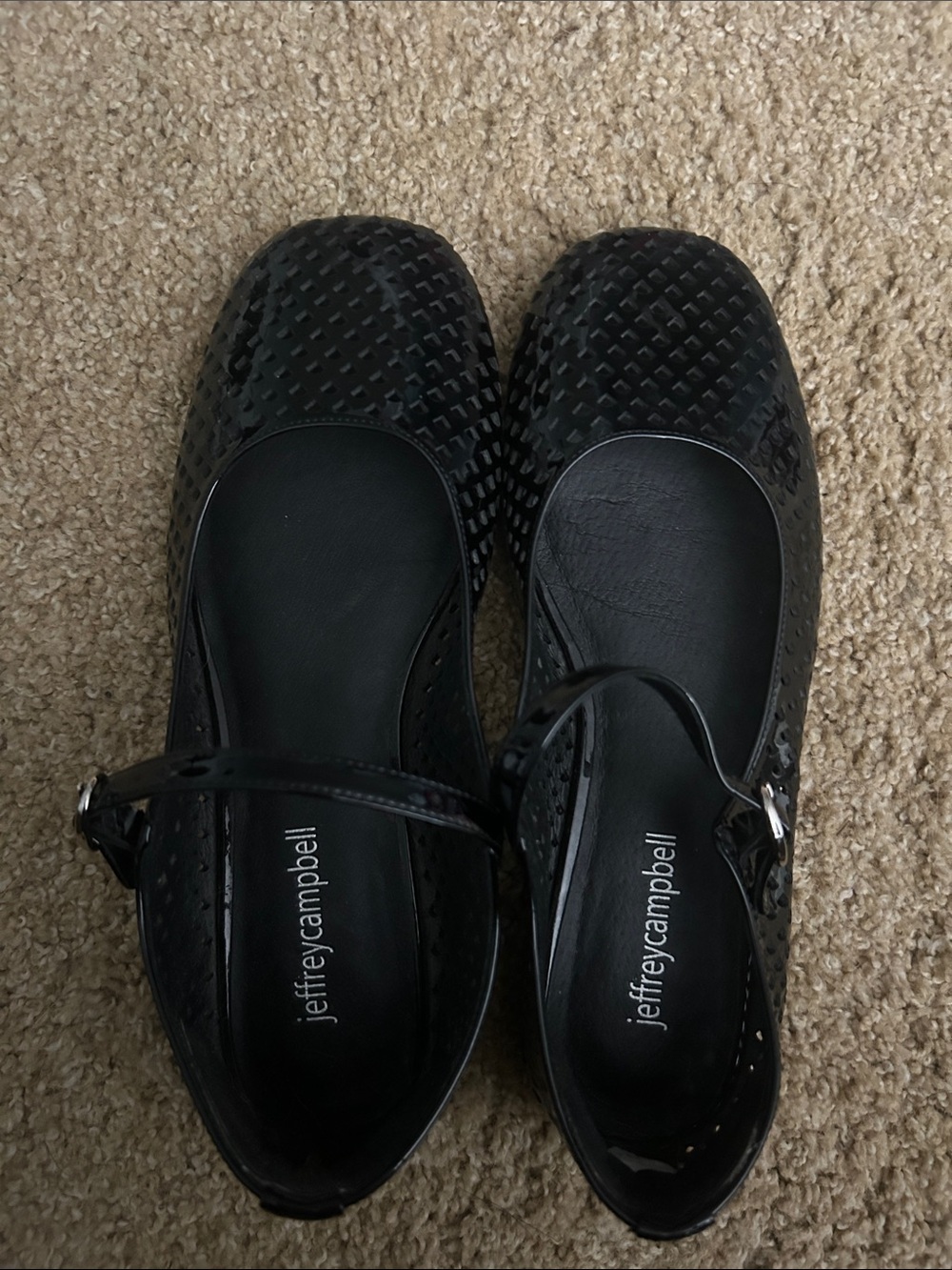 Jeffrey Campbell Black Woven Patent Mary Jane Flats